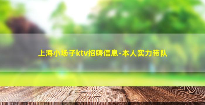 上海小场子ktv招聘信息-本人实力带队